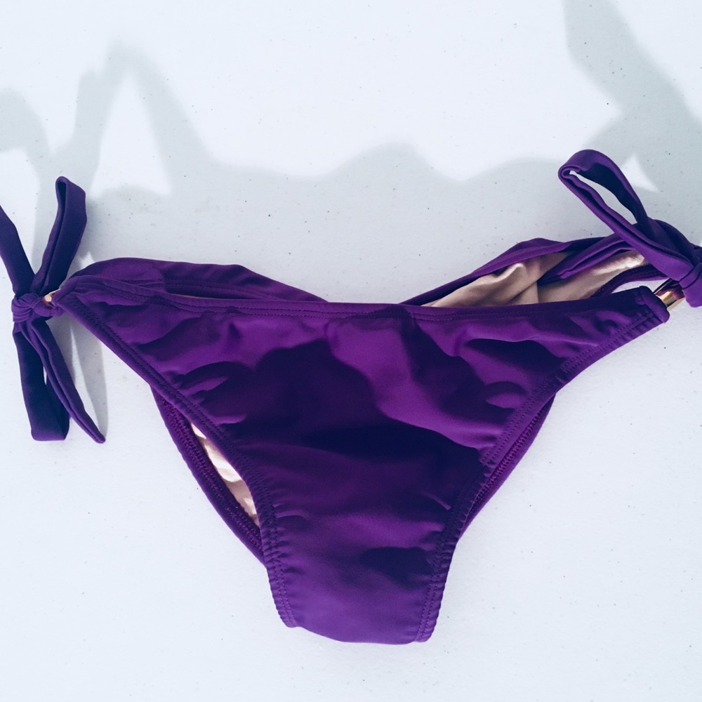 Purple String Bikini w/ Ruched Bottom, Pre-owned - Picture 4 of 6